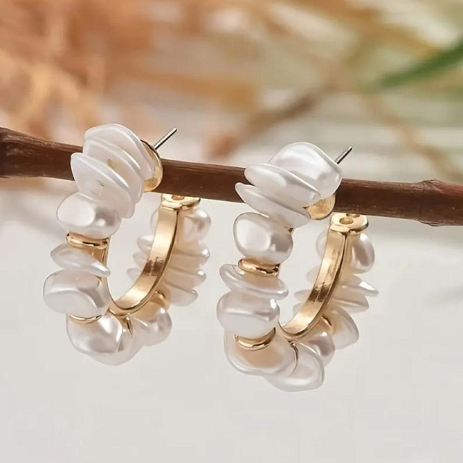 Богемные винтажные серьги с барочным жемчугом | Цинковый сплав, 3 см Киев - изображение 2