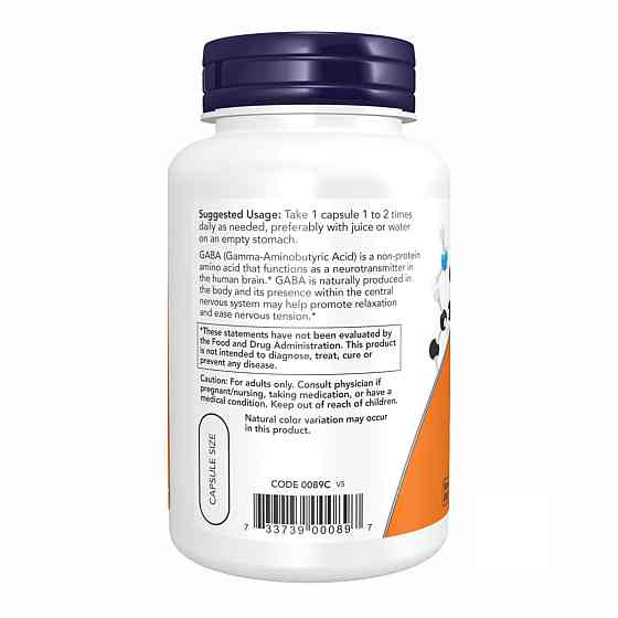 Габа Now Foods GABA 750mg 100 раст капс Киев