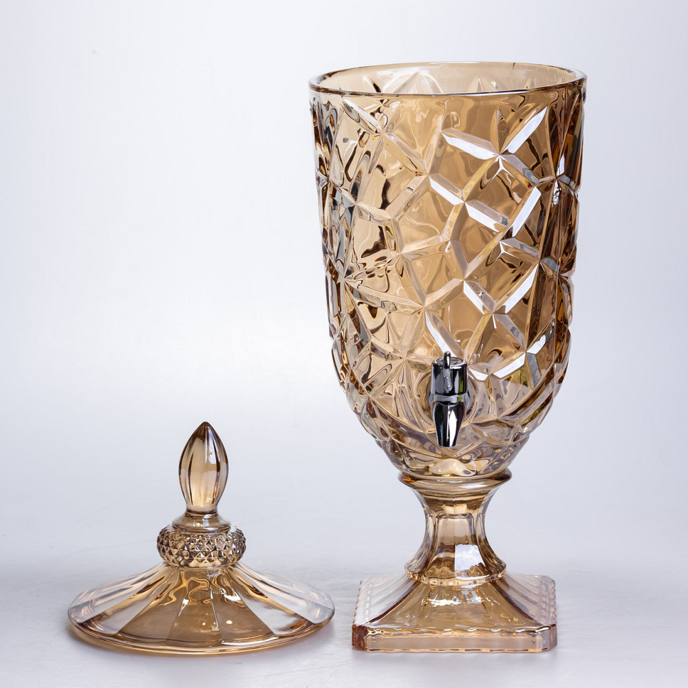 Лимонадниця з краном скляна 3 л диспенсер для напоїв лимонадник із краном Золотистий HP-19-308 Коломия - фото 3