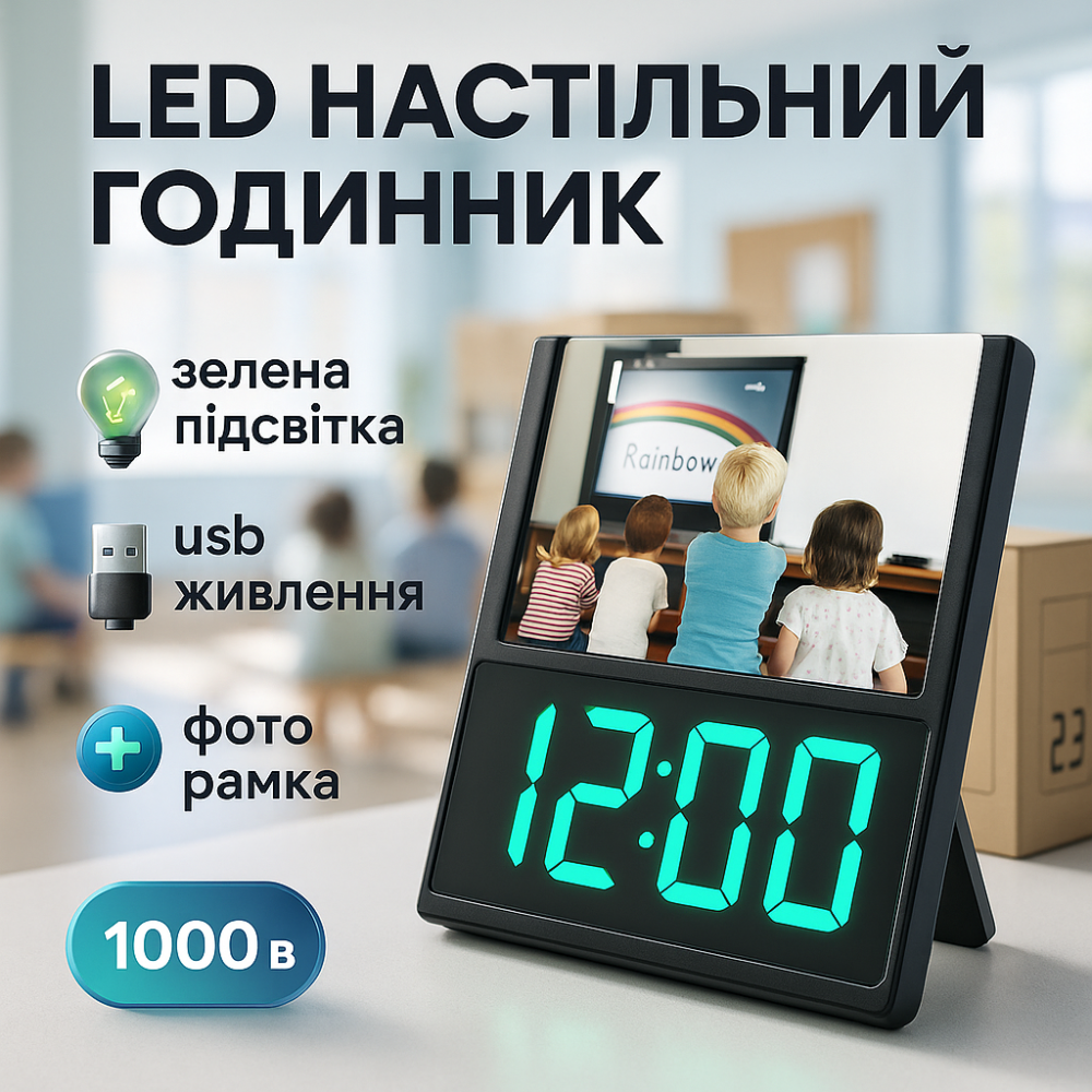 Часы электронные настольные с дисплеем, Настольные электронные часы с подсветкой LED WK-28 Львов - изображение 14
