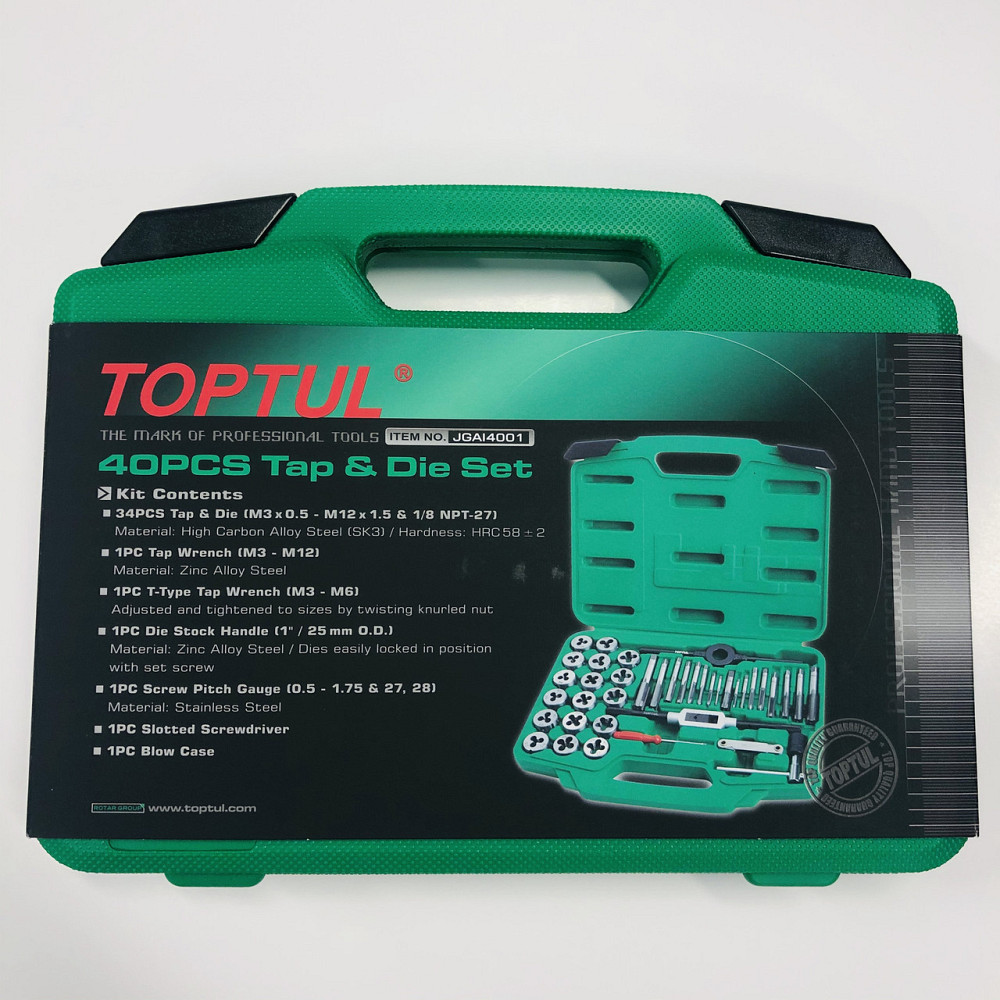 Набір різьбонарізного інструменту TOPTUL 40 од. М3-М12 JGAI4001 Одеса - фото 5