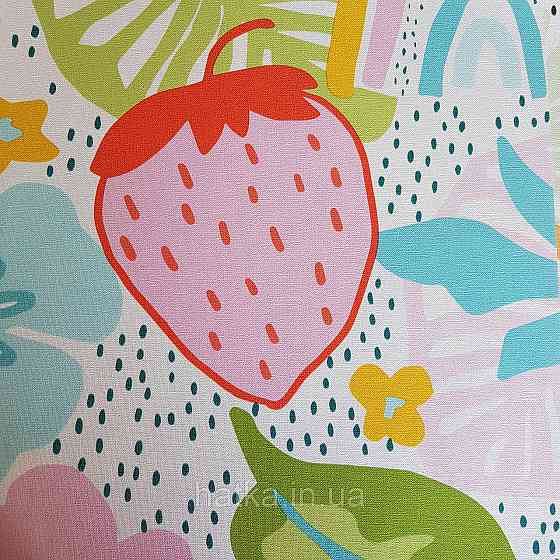 Флізелінові шпалери дитячі BN Doodleedo 0,53 х 10 м полуниця квіти листя веселка червоні зелені блакитні Київ