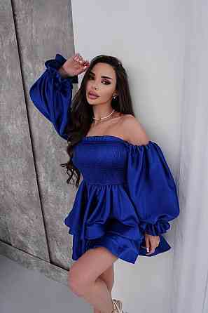 Женское привлекательное стильное праздничное платье королевский атлас Синий Одесса