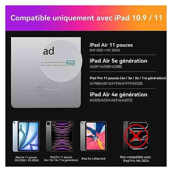 Клавиатура HOU iPad Air 11 2024/Pro 11 AZERTY Черный RGB подсветка Трекпад Киев