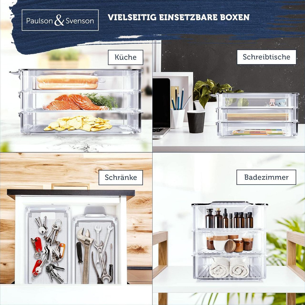 Органайзер для холодильника Paulson & Svenson, набір 6 контейнерів, з кришками та рифленими вставками Київ - фото 3