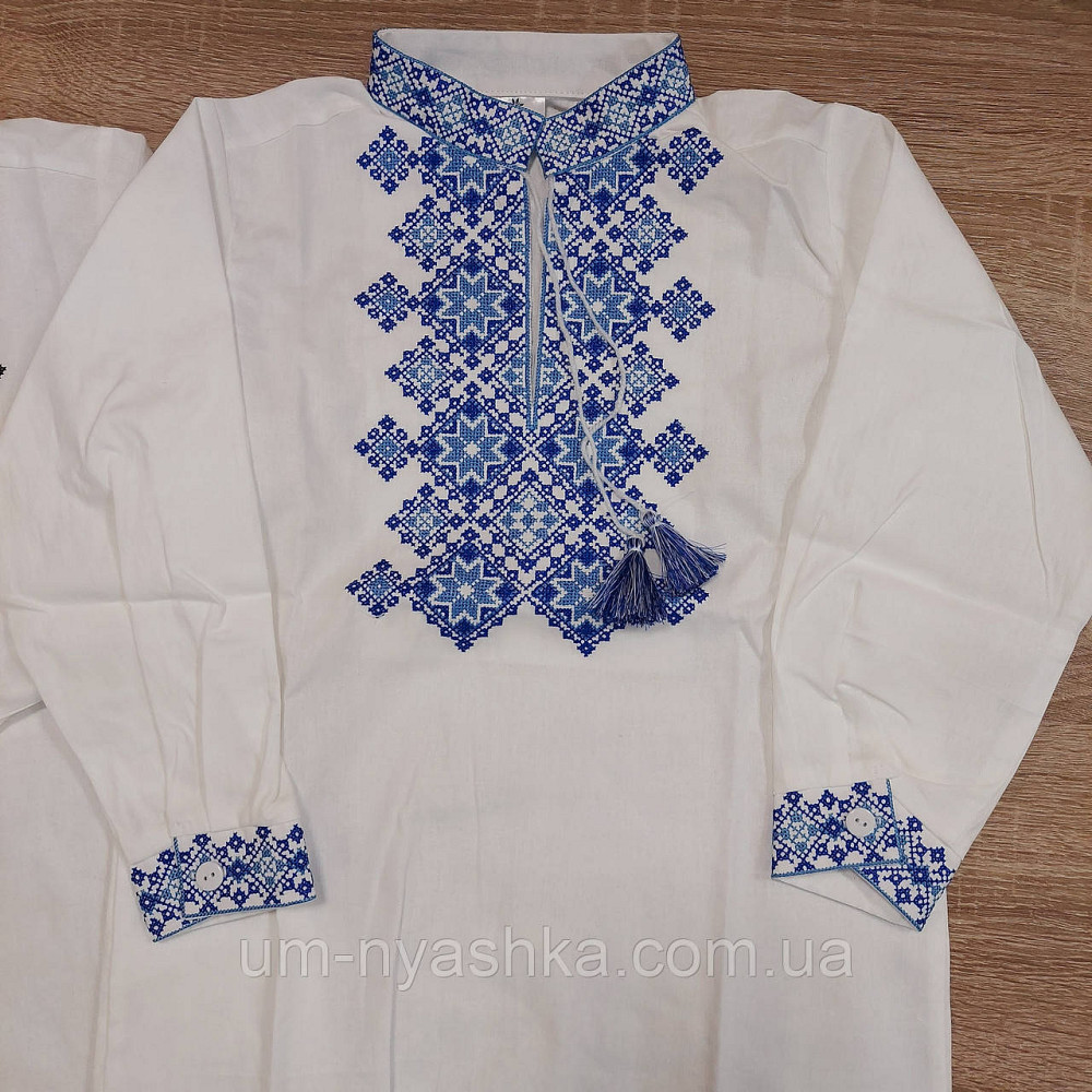 Вишиванка для хлопчика натуральна тканина "Марік" синя 110-164 Кривий Ріг - фото 3