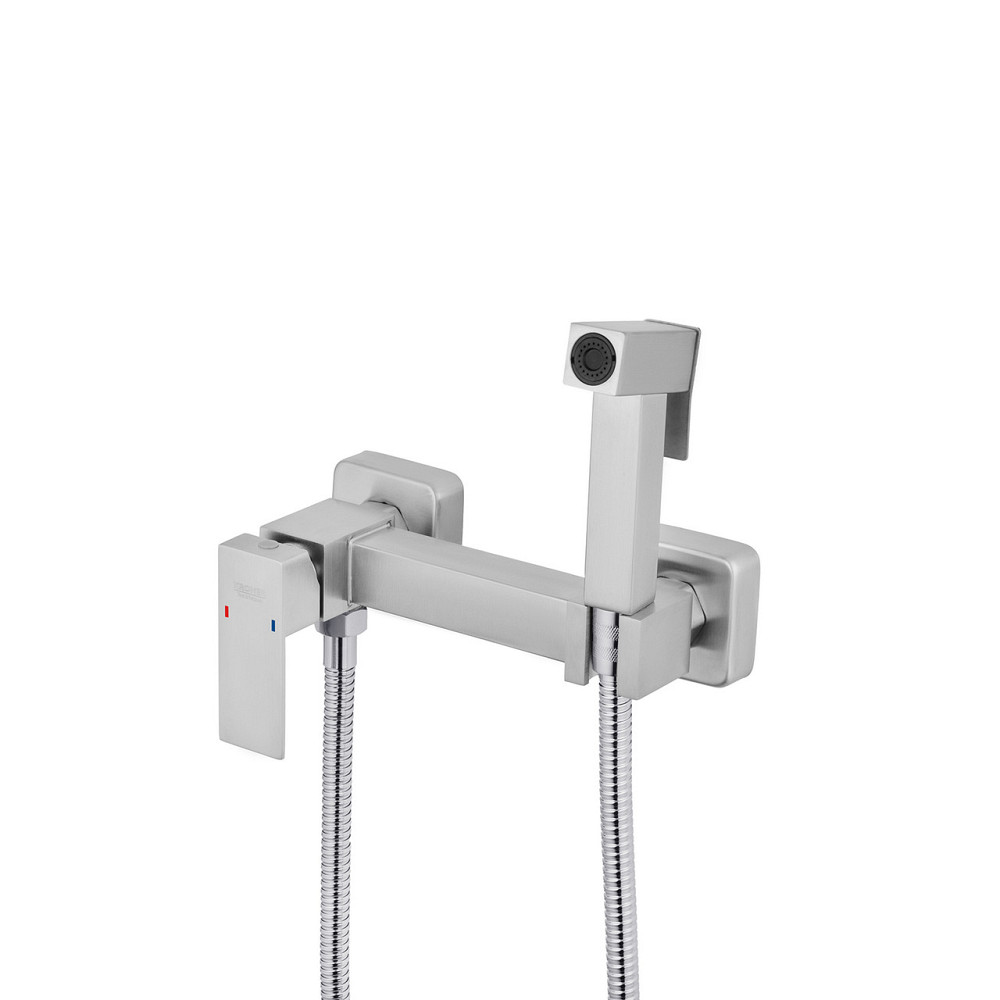 Смеситель с гигиеническим душем Kroner KRP Edelstahl Kubus - ESG052 сатин Киев - изображение 3