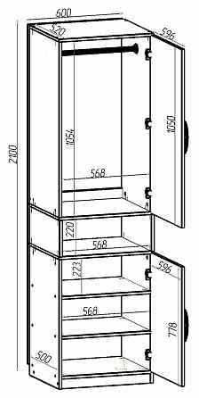 Шафа для одягу Tetris Т-5, Дуб Конкордія, 600/520/2100 Львів