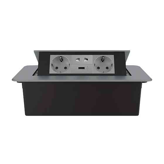 LIVOLO Меблева розетка потрійна LIVOLO сіра, вбудована у стільницю, з USB 10 Вт, універсальною Киев