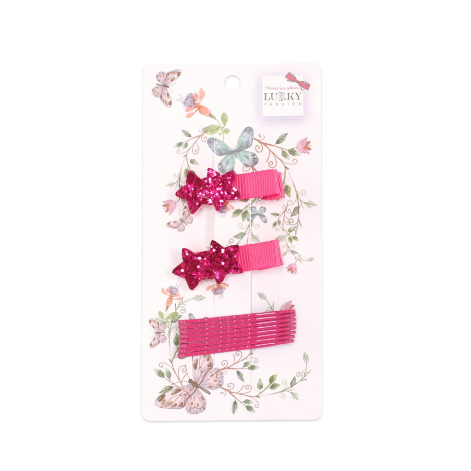 Затискач дитячий для волосся "Зірочка" T18543 червоні зірочки Вінниця - фото 1