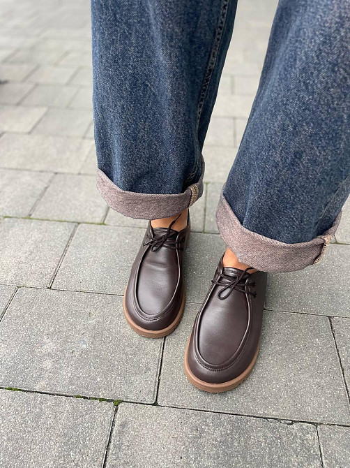 Arcoboletto Топсайдери жіночі на низькому ходу з натуральної шкіри на шнурках коричневі демісез Коломия - фото 7