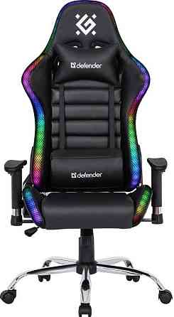 Геймерське крісло Defender Ultimate поліуританове з RGB підсвічуванням (Чорне) Вінниця