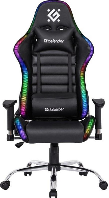 Геймерське крісло Defender Ultimate поліуританове з RGB підсвічуванням (Чорне) Вінниця - фото 1