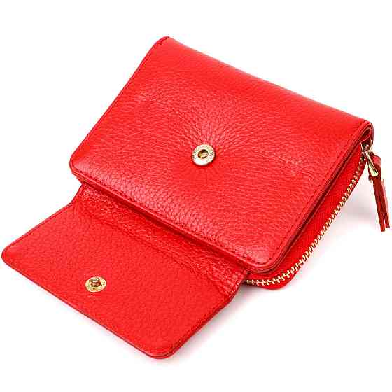 Яскравий жіночий гаманець із місткою монетницею на блискавці з натуральної шкіри Tony Bellucci 22013 Червоний Київ