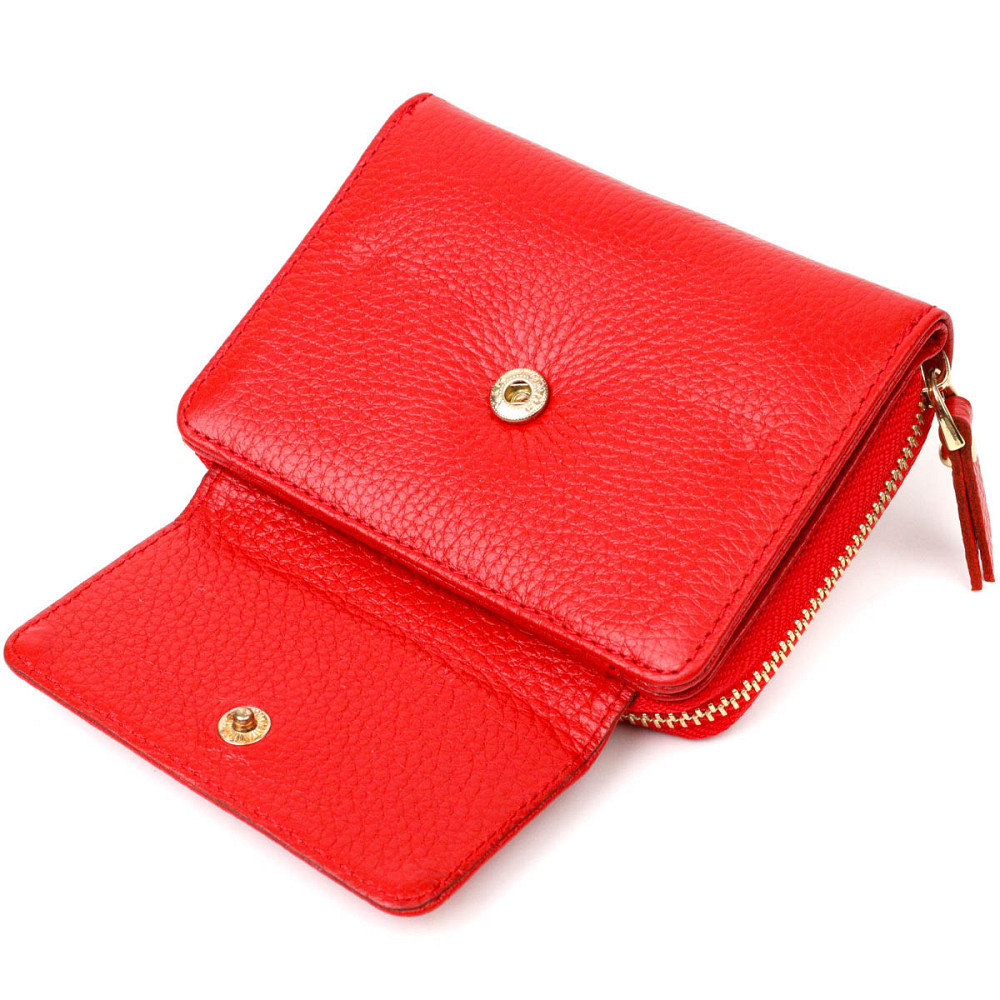 Яркий женский кошелек с вместительной монетницей на молнии из натуральной кожи Tony Bellucci 22013 Красный Киев - изображение 3