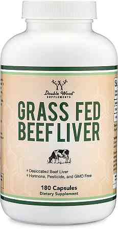 Говяжья печень травяного откорма Double Wood Grass Fed Beef Liver 1000 mg (на 2 капсули), 180capsules Луцк