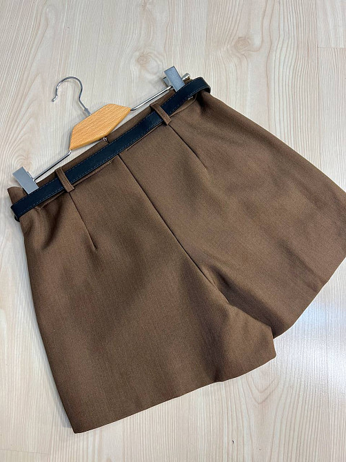 Шорти жіночі Lian 6555 з спідницею на запах попереду короткі з ременем коричневі, коричневий, L Київ - фото 13