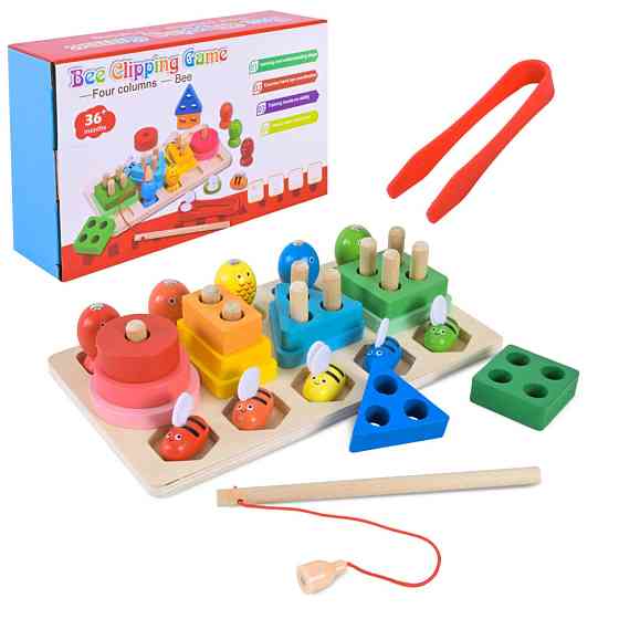 Дитяча дерев’яна іграшка "Пірамідка-сортер" C9417 рибалка, вкладиші Вінниця