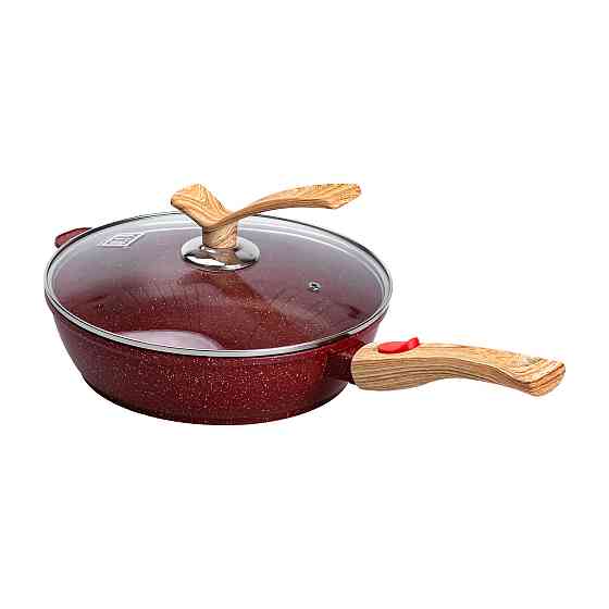 Алюмінієва глибока сковорода (2,8 л) зі скляною кришкою Ø 26 см Червоний MGC HP-4-464R Київ