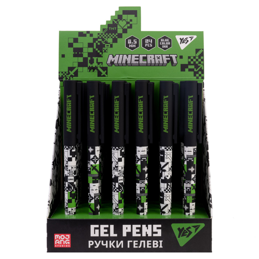 Ручка гелева "YES" 412149 Minecraft 0,5 мм синя, шт Київ - фото 1