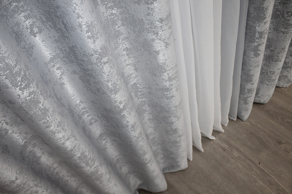 Комплект штор на люверсах VR-Textil Жакард Sultan XO № 1124ш 150х250 см 2 шт Світло-сірий (37-0022) Київ - фото 7