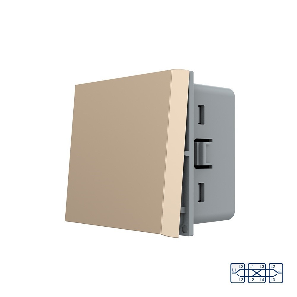 LIVOLO Перехресний (хрестовий) вимикач LIVOLO, золотий, модуль без рамки (VL-FCMM10A-2AP) Коломия - фото 7