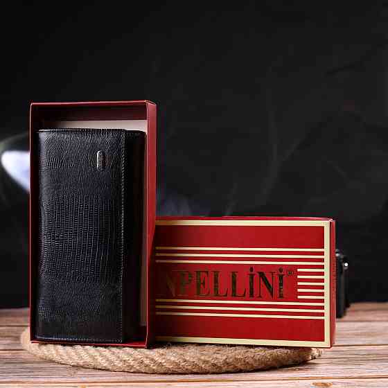 Привлекательный женский кошелек с монетницей из натуральной фактурной кожи CANPELLINI 21527 Черный Киев