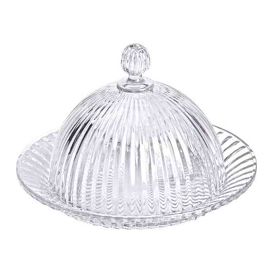 Блюдо сервірувальне з кришкою Ø 20 см скляне прозоре для десертів, випічки, фруктів HP-YH-43 Коломия
