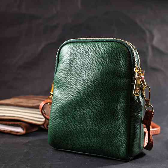 Невелика сумка трапеція для жінок з натуральної шкіри Vintage 22268 Зелена Київ