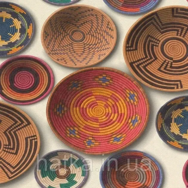 Шпалери вінілові на флізеліні Rasch Clasik 0,53х10 геометрія кола під тарілку яскраві кольори Київ - фото 2