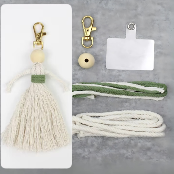 Набор макраме для вязания и рукоделия брелока на сумку,для ключей и аксессуаров 