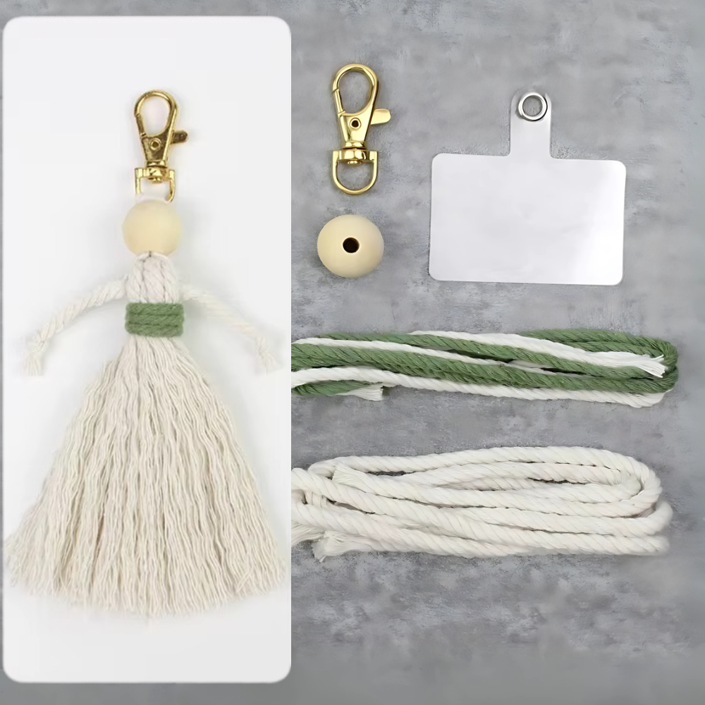 Набор макраме для вязания и рукоделия брелока на сумку,для ключей и аксессуаров 