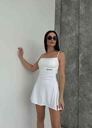 Жіноча спортивна мінісукня — комбінезон на бретелях мікродайвінг + чашки Білий, 42/44 Одеса