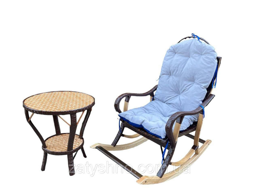 Комплект мебели плетеной из лозы кресло-качалка со столиком Киев - изображение 3