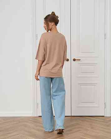 Футболка женская оверсайз круглое горло Nicoletta - Бежевая Киев