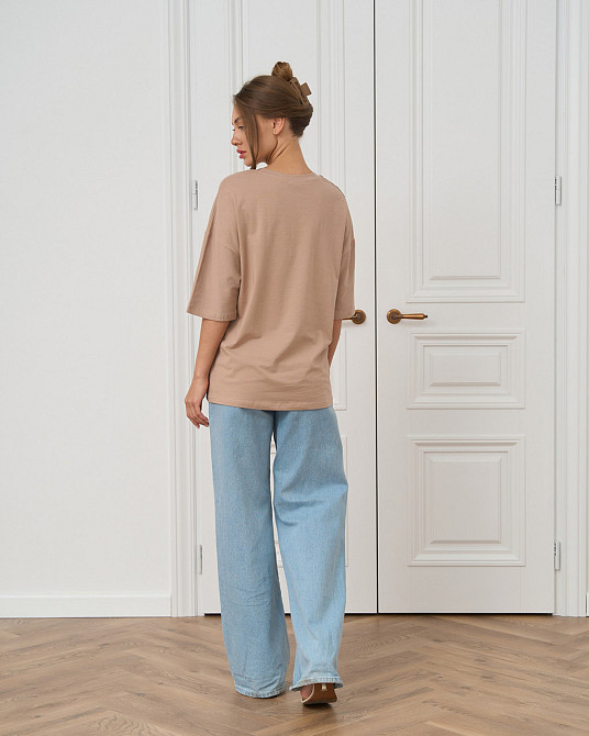 Футболка женская оверсайз круглое горло Nicoletta - Бежевая Киев - изображение 5