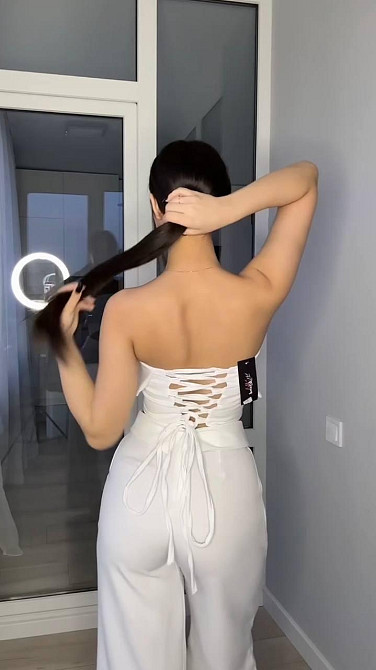 Жіночий стильний костюм для штанів: топ і штани костюмка Молочний, 46/48 Одеса - фото 5