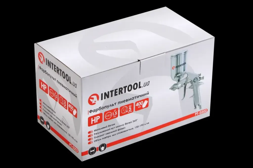 Пистолет покрасочный пневмат. Intertool HP 1.5мм в/б металл 600мл 360° Винница - изображение 3