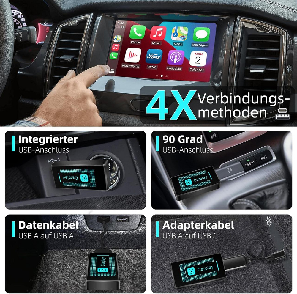 Бездротовий адаптер CarPlay для iPhone, Wireless Apple CarPlay USB, iOS 10+, авто 2016+, USB/USB-C Київ - фото 3