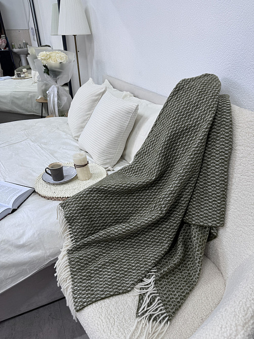 Vladi Плед Vladi 140x200 см из 100% вовни вівці з Нової Зеландії зелений Коломия - фото 7