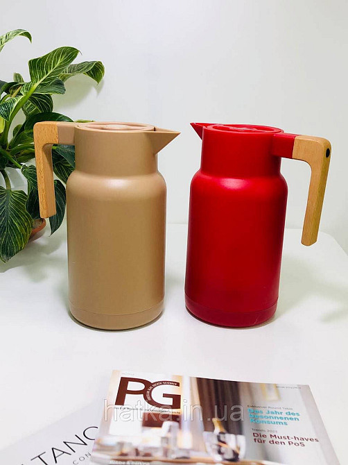 Термос «Дойч» 1000 мл скляна колба пластиковий корпус утримання тепла до 12-24 годин бежевий Київ - фото 3