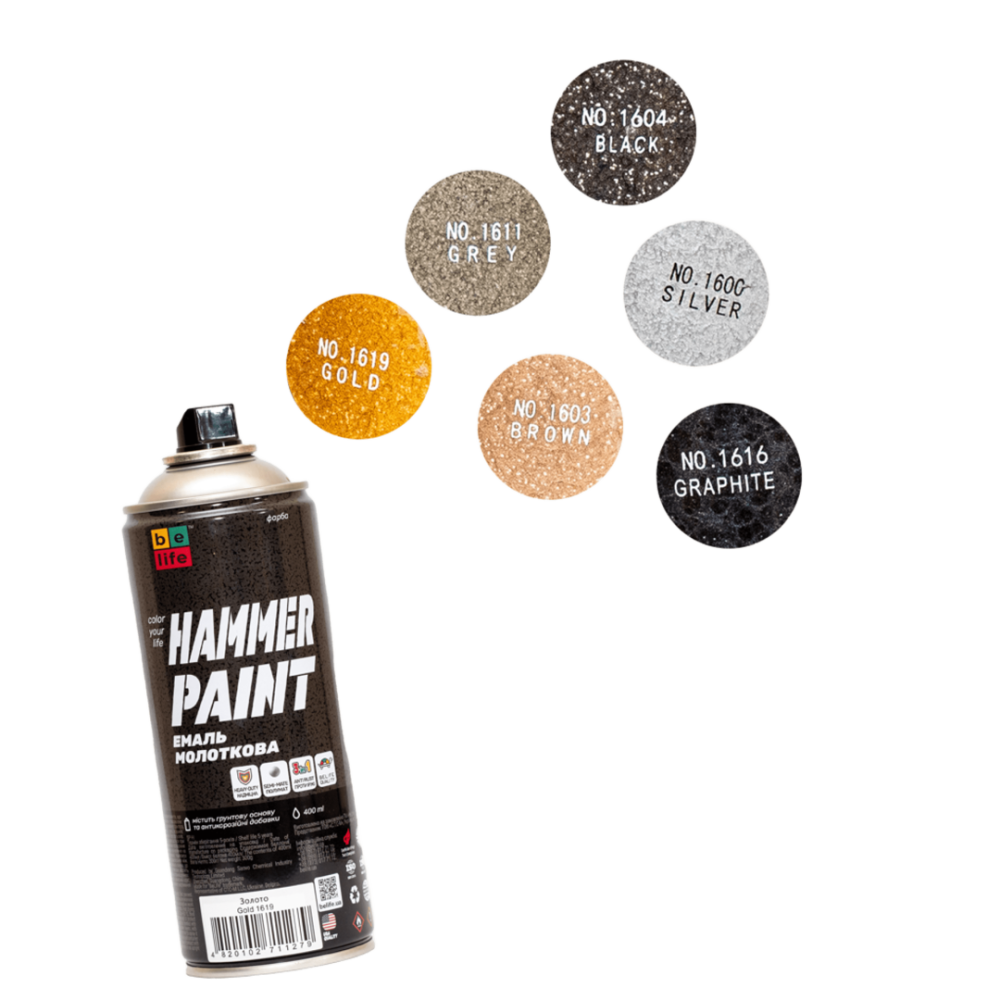 Belife краска Hammer №1600 серебро 400 мл Харьков - изображение 2