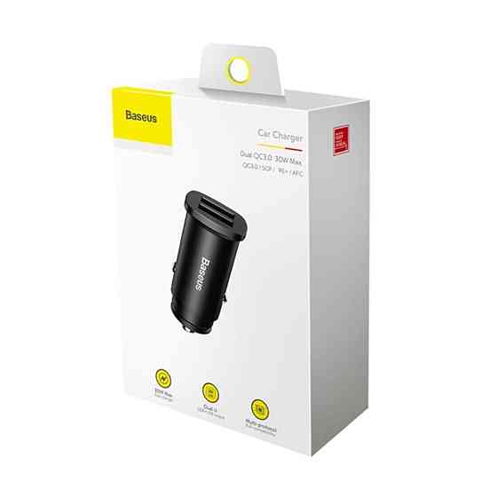 Автомобільний зарядний пристрій Baseus Square metal A+A 30W Black Ковель