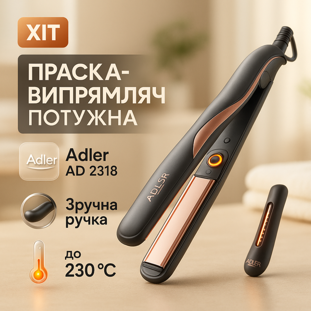 Эргономичный утюжок выпрямитель Adler AD 2318 120Вт, Щипцы для вьющихся волос, Утюжок для волос узкий IX-33 Львов - изображение 4