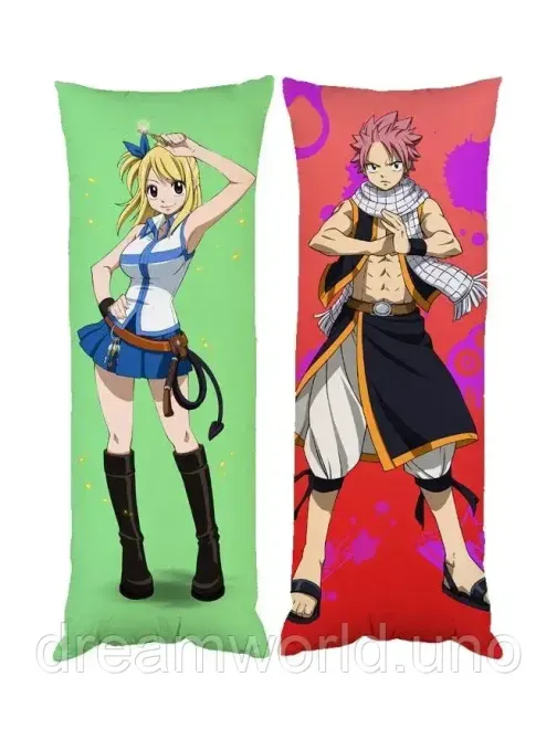 Подушка дакімакура Люсі Нацу аніме Хвіст Феї декоративна подушка для обіймання двостороння 50х150 Харків - фото 1