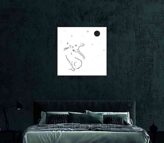 Декоративное настенное 3D Панно «Кот» Декор на стену с объемом 90*90 см, Белый Киев