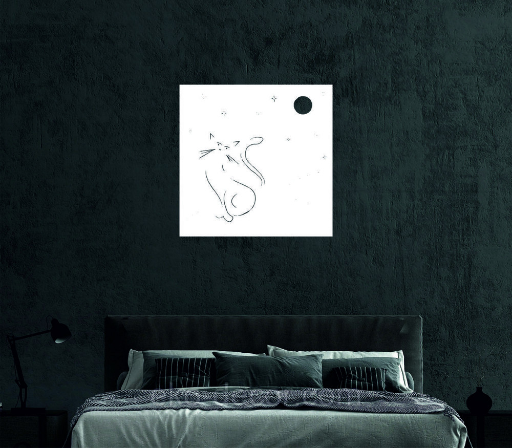 Декоративное настенное 3D Панно «Кот» Декор на стену с объемом 90*90 см, Белый Киев - изображение 4