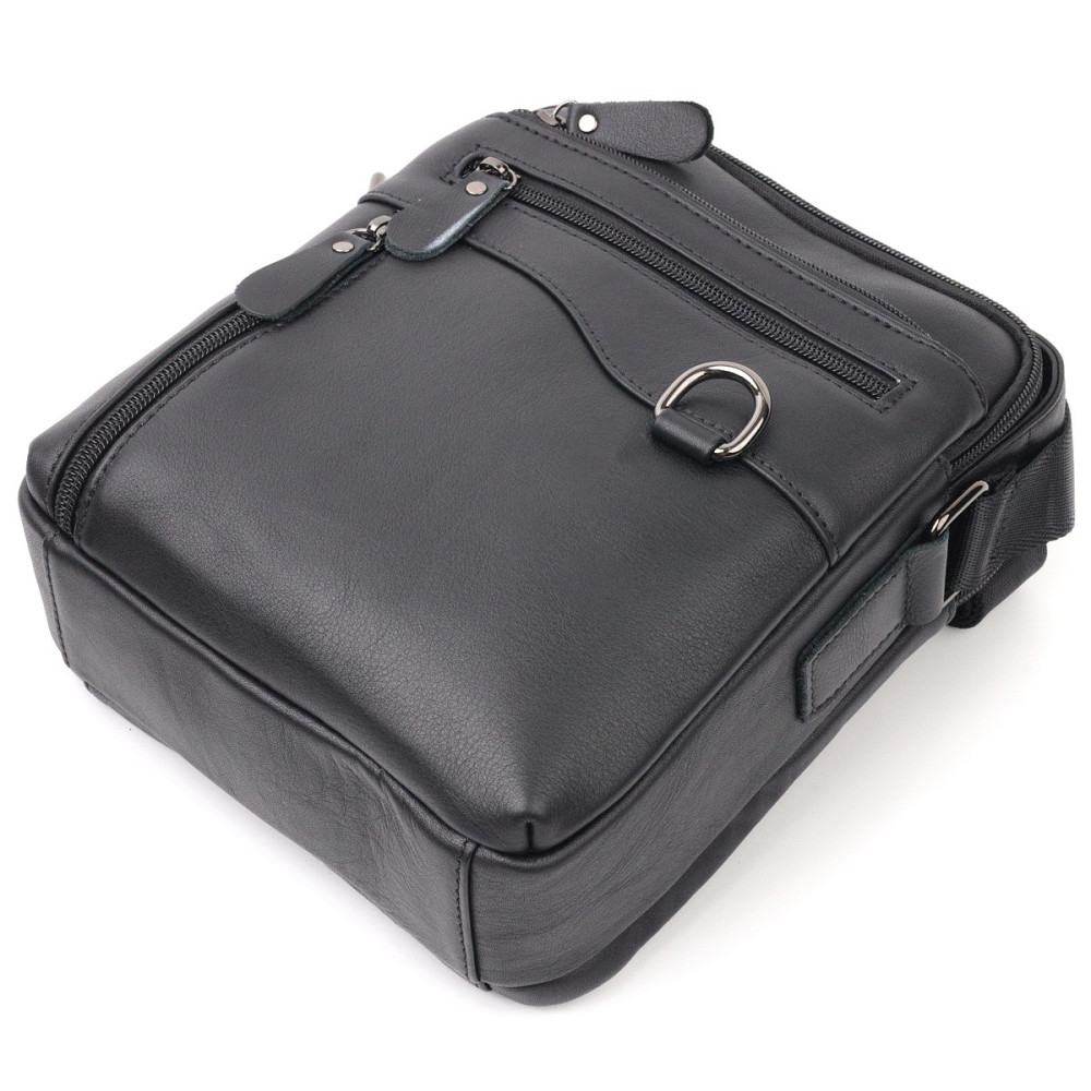 Практична чоловіча сумка Vintage 20823 шкіряна Чорний Київ - фото 3