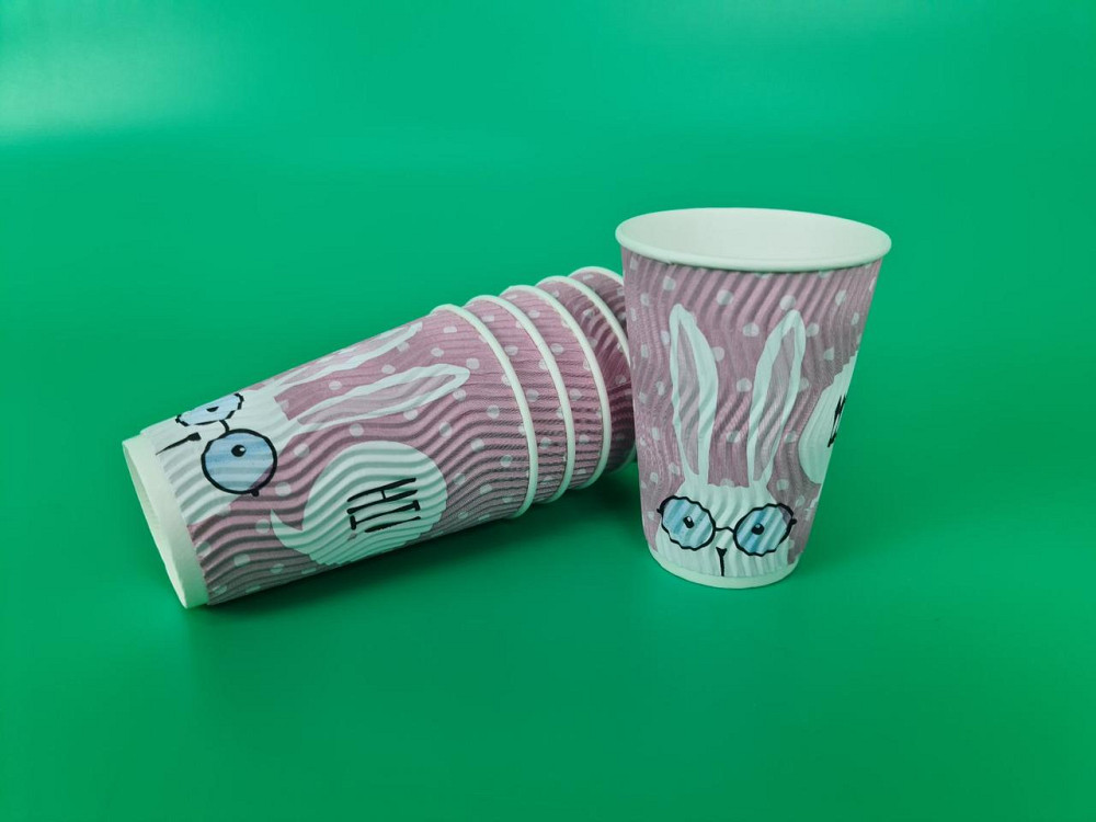 Склянка гофрована 340 мл Зайці рожеві (20 шт.) Харків - фото 1