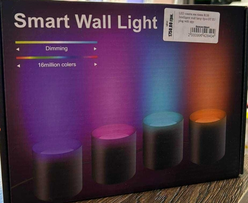 LED лампа настольная: RGB Intelligent Wall lamp 4 PSC BT EU Plug with app . Киев - изображение 1